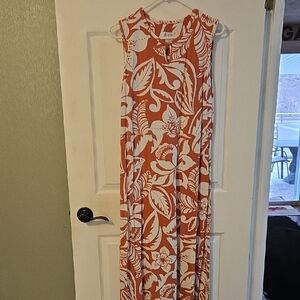 D&CO Light Orange and White Floral Maxi Dress